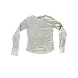 Vintage 80s Basic Long Sleeve Shirt Top Pale Yellow Jolie Intimates S